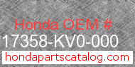 Honda 17358-KV0-000 genuine part number image
