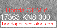 Honda 17363-KN8-000 genuine part number image