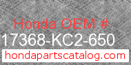 Honda 17368-KC2-650 genuine part number image