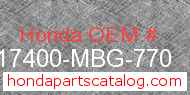 Honda 17400-MBG-770 genuine part number image