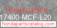 Honda 17400-MCF-L20 genuine part number image