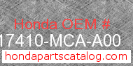 Honda 17410-MCA-A00 genuine part number image
