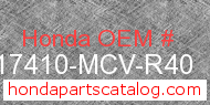 Honda 17410-MCV-R40 genuine part number image