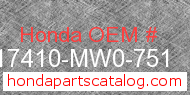 Honda 17410-MW0-751 genuine part number image