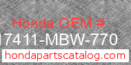 Honda 17411-MBW-770 genuine part number image