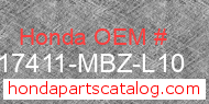 Honda 17411-MBZ-L10 genuine part number image
