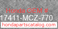 Honda 17411-MCZ-770 genuine part number image