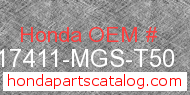 Honda 17411-MGS-T50 genuine part number image