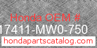 Honda 17411-MW0-750 genuine part number image