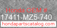 Honda 17411-MZ5-740 genuine part number image