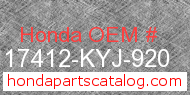 Honda 17412-KYJ-920 genuine part number image