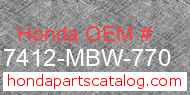 Honda 17412-MBW-770 genuine part number image