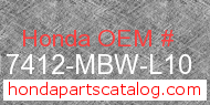 Honda 17412-MBW-L10 genuine part number image