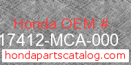 Honda 17412-MCA-000 genuine part number image