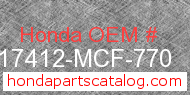Honda 17412-MCF-770 genuine part number image