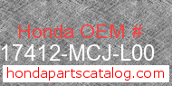 Honda 17412-MCJ-L00 genuine part number image