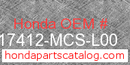 Honda 17412-MCS-L00 genuine part number image