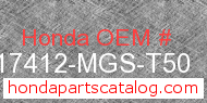Honda 17412-MGS-T50 genuine part number image