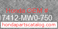Honda 17412-MW0-750 genuine part number image