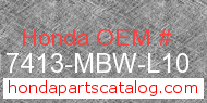 Honda 17413-MBW-L10 genuine part number image