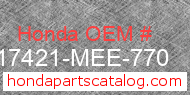 Honda 17421-MEE-770 genuine part number image