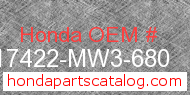 Honda 17422-MW3-680 genuine part number image