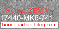 Honda 17440-MK6-741 genuine part number image