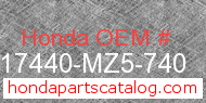 Honda 17440-MZ5-740 genuine part number image