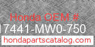 Honda 17441-MW0-750 genuine part number image