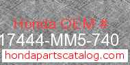 Honda 17444-MM5-740 genuine part number image