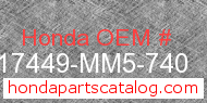 Honda 17449-MM5-740 genuine part number image