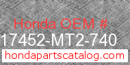 Honda 17452-MT2-740 genuine part number image