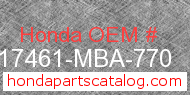 Honda 17461-MBA-770 genuine part number image