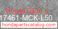 Honda 17461-MCK-L50 genuine part number image