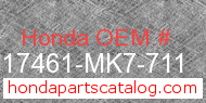 Honda 17461-MK7-711 genuine part number image