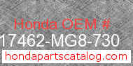 Honda 17462-MG8-730 genuine part number image