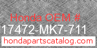 Honda 17472-MK7-711 genuine part number image