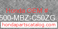 Honda 17500-MBZ-C50ZG genuine part number image