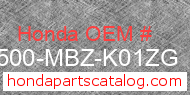 Honda 17500-MBZ-K01ZG genuine part number image