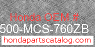 Honda 17500-MCS-760ZB genuine part number image