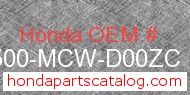 Honda 17500-MCW-D00ZC genuine part number image