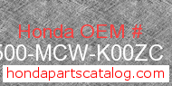 Honda 17500-MCW-K00ZC genuine part number image
