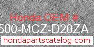 Honda 17500-MCZ-D20ZA genuine part number image