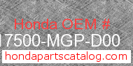 Honda 17500-MGP-D00 genuine part number image