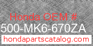 Honda 17500-MK6-670ZA genuine part number image