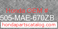 Honda 17505-MAE-670ZB genuine part number image