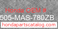 Honda 17505-MAS-780ZB genuine part number image