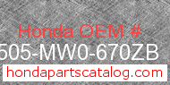 Honda 17505-MW0-670ZB genuine part number image