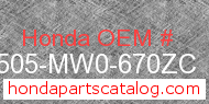 Honda 17505-MW0-670ZC genuine part number image