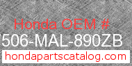 Honda 17506-MAL-890ZB genuine part number image